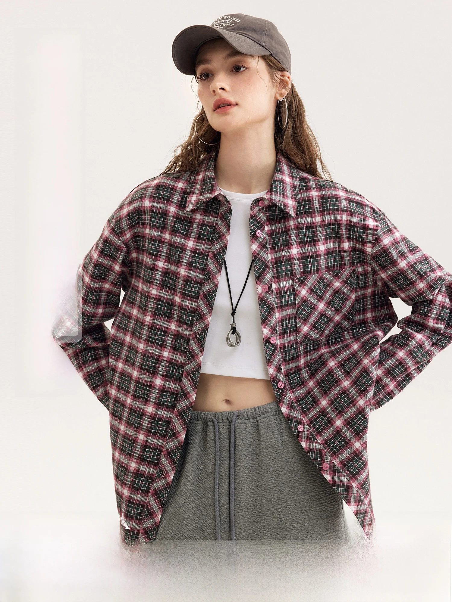 

Art Student Plaid irt High Densi Pure Cotton Fabric Casual Top Vintage Sle Long Sve Button up irt for Women