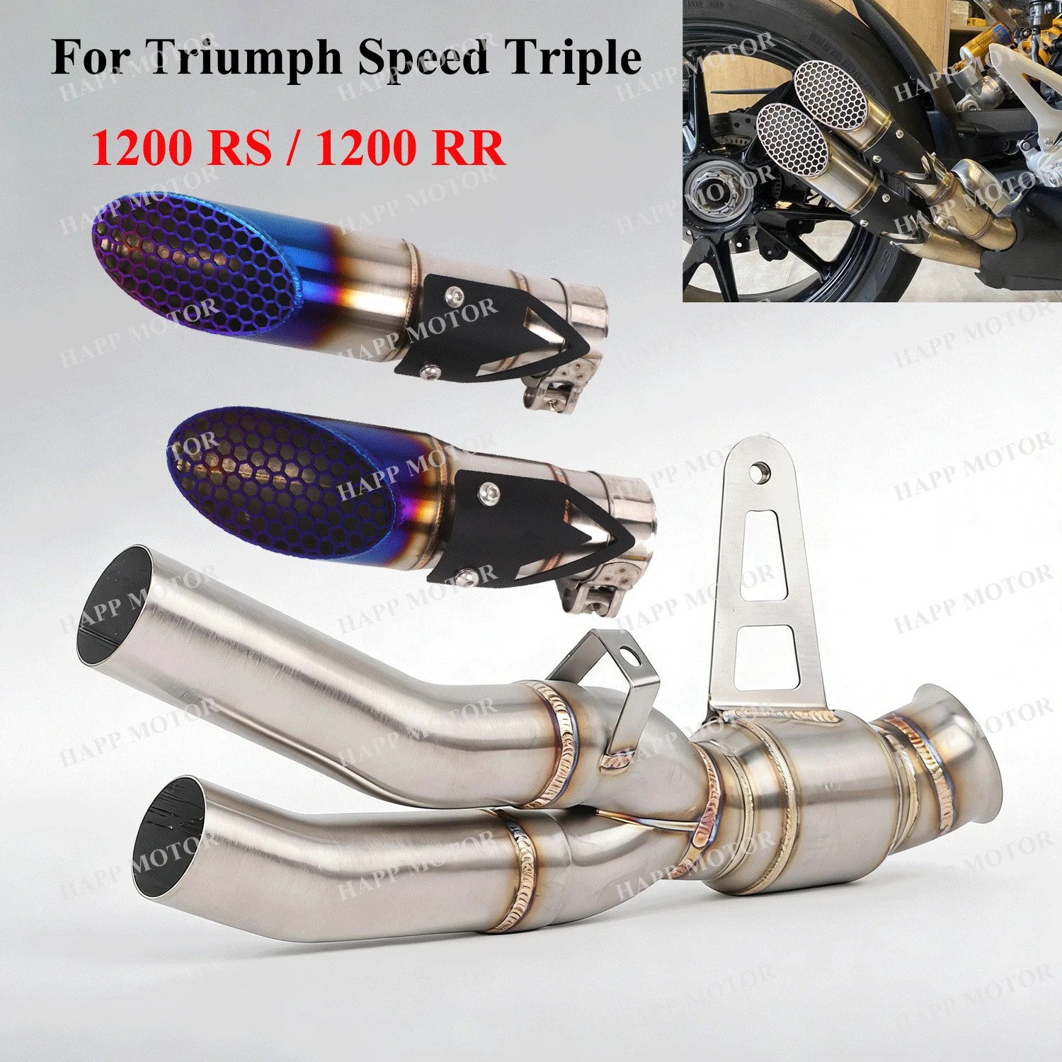 

1200rs Exhaust Muffler Pipe for Triumph Speed Triple 1200 RS / 1200 RR Slip-On Exhaust System Escape Dual Pipes