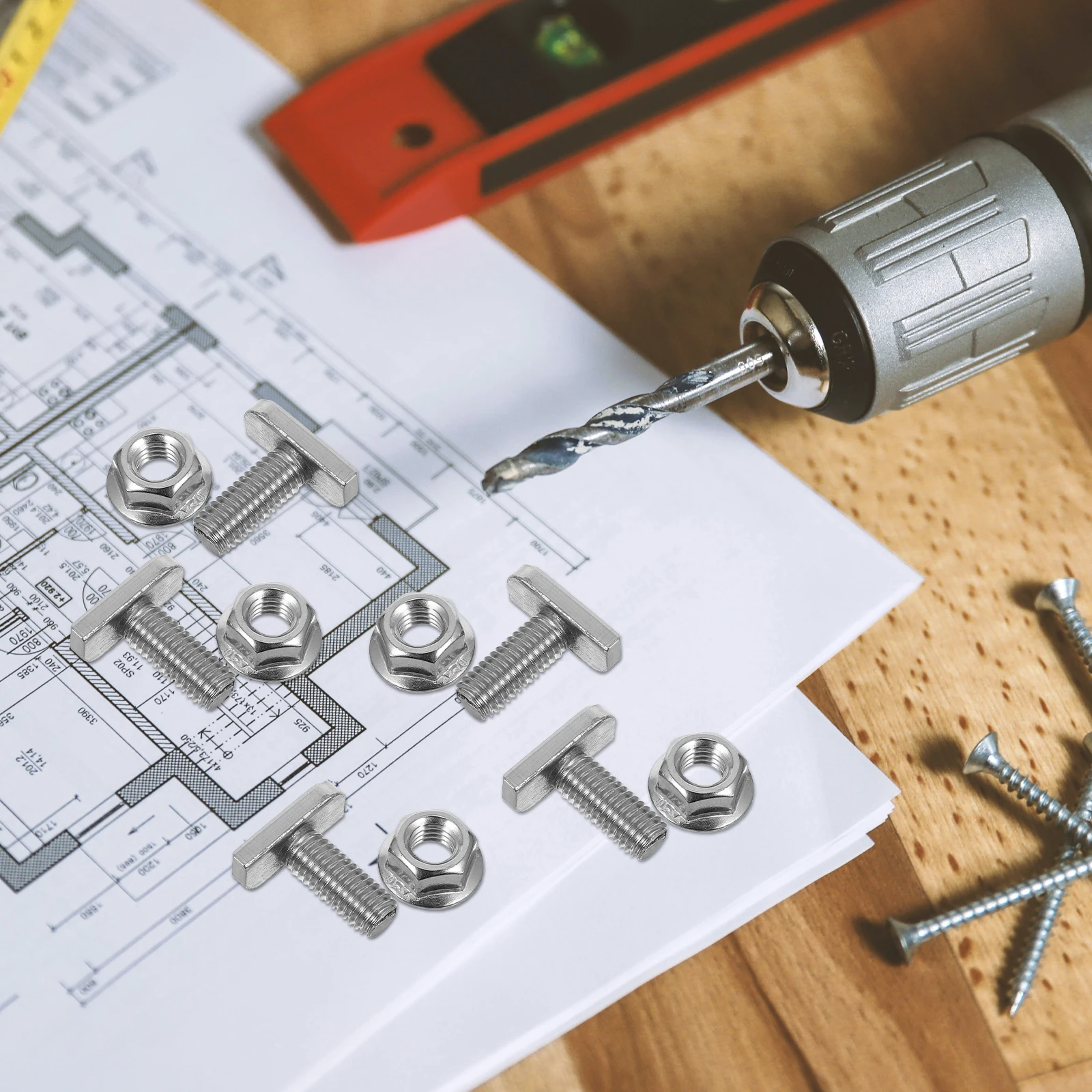 

10 set Stainless Steel Bolts M8 Thread T-Shaped Flange Head Sliding Fasteners For Hydrofoil Tracks Surfing Supplies T-Slot