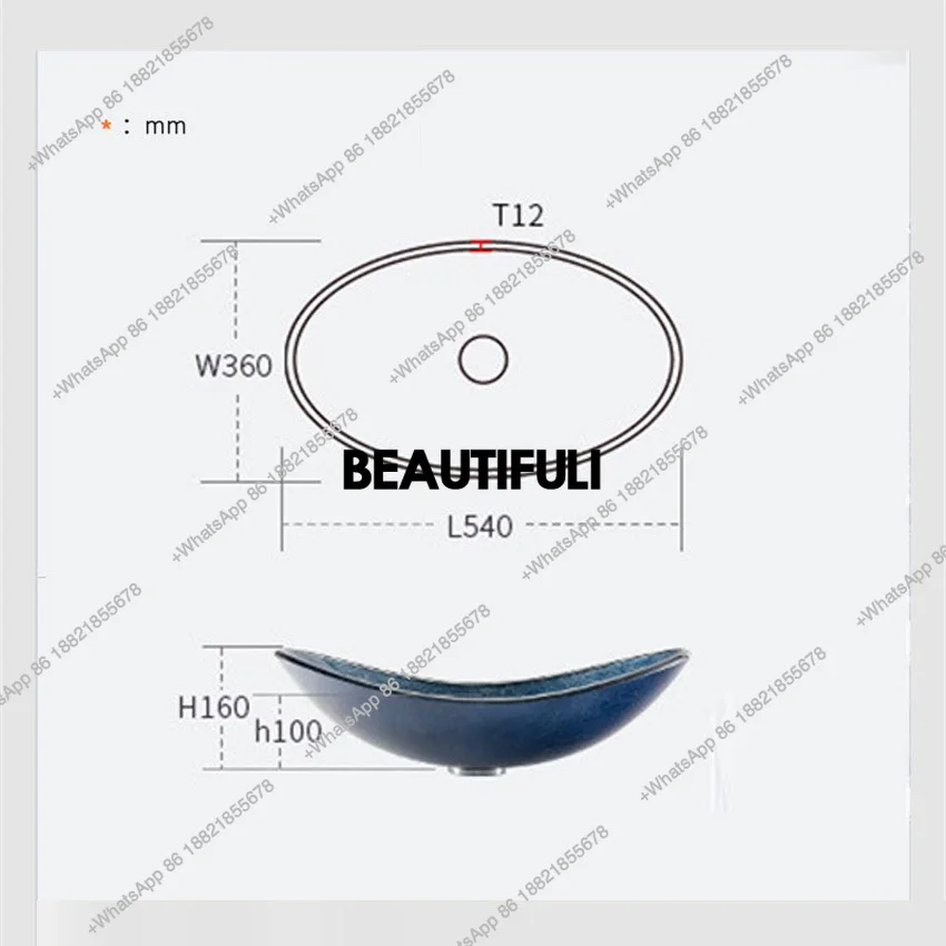 Washroom Washbasin Pure Color Tempered Glass Above Counter Basin Simple Art Basin Hotel Bathroom Basin Vessel Vanity Bar