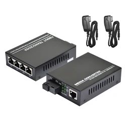 Gigabit Fiber Optical Media Converter 10/100/1000Mbps Ethernet RJ45 Single Mode Single Fiber TX RX SC Port External Power Supply