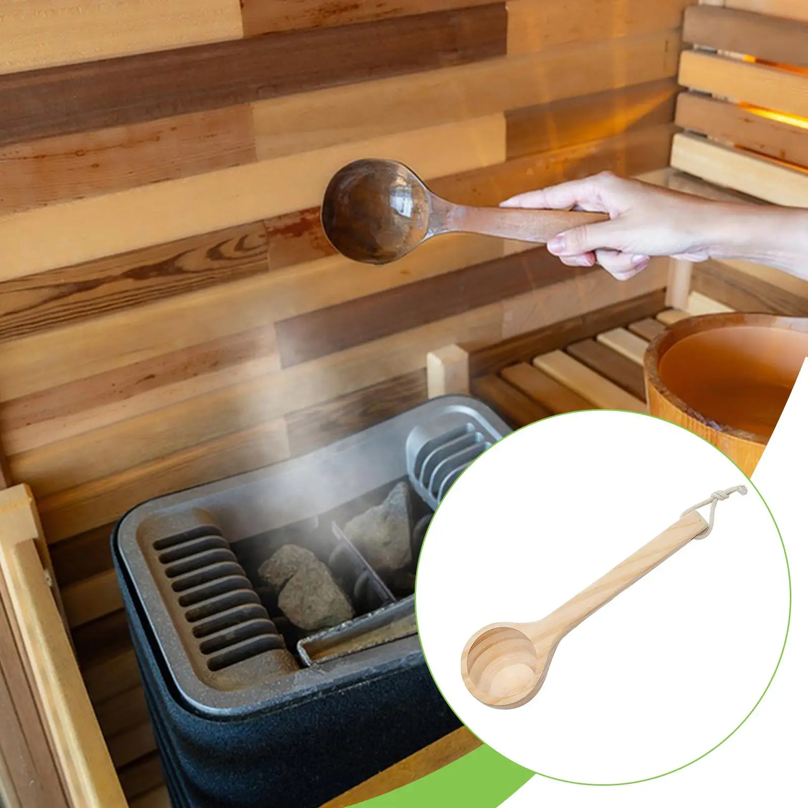 Sauna Ladle Ergonomic Handle Household Durability Wooden Water Spoon, Sauna Accessories for Bathing Houses Winter Bathroom