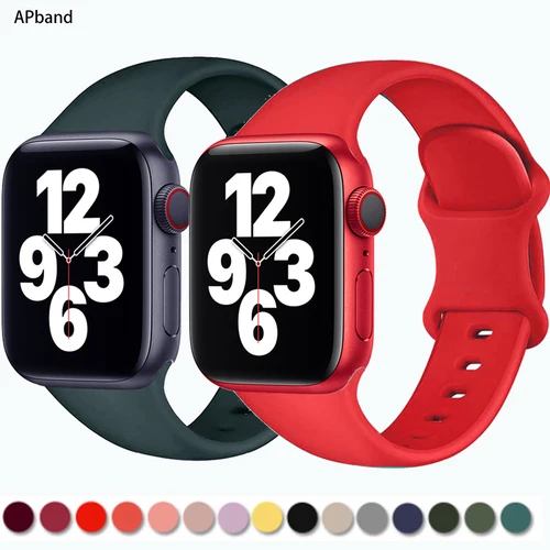 Correa de silicona para Apple Watch, 44mm, 40mm, 45mm/41mm, 38mm, 42mm, pulsera de reloj inteligente iWatch 3 4 5 SE 6 7