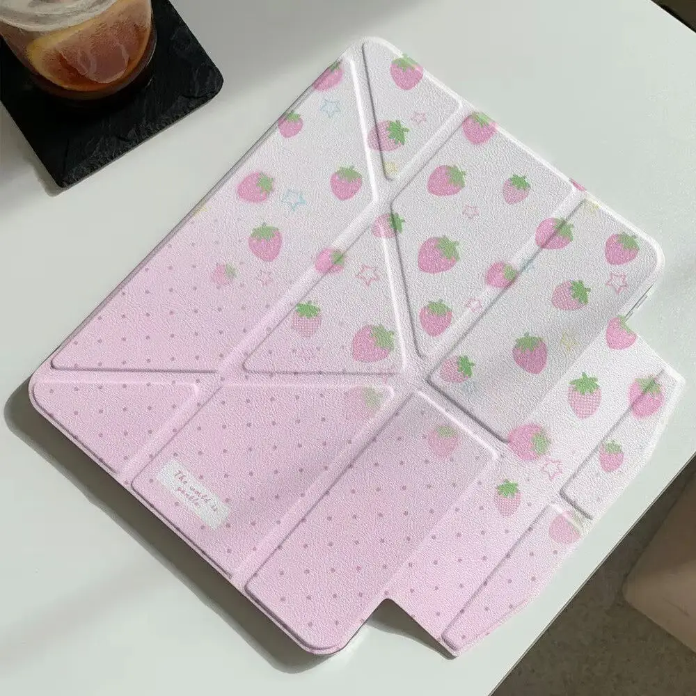 Ins Pink Polka Dot strawberry Y2K Tablet Case For iPad Pro 13in 11th M5M4 12.9in A16 7/8/9/10th Air4/5/6/7 11in M2 M3 Mini Cover