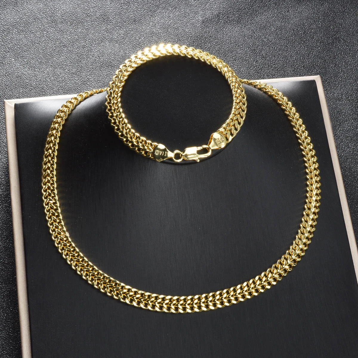 Men Accessories Combo Gift - 커브 체인 주얼리 세트 14K 금도금
