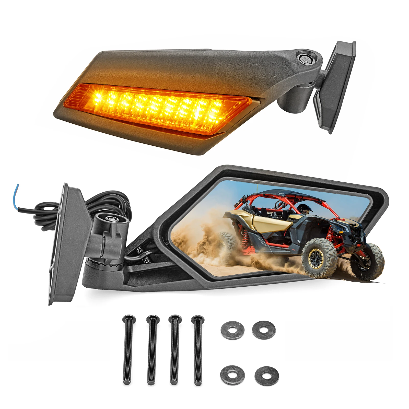 

UTV A-Pillar Side Racing Rear View Mirror Light Glass Adjustable for 2017-2025 Can Am Maverick X3 All Models RS DS Max Turbo R