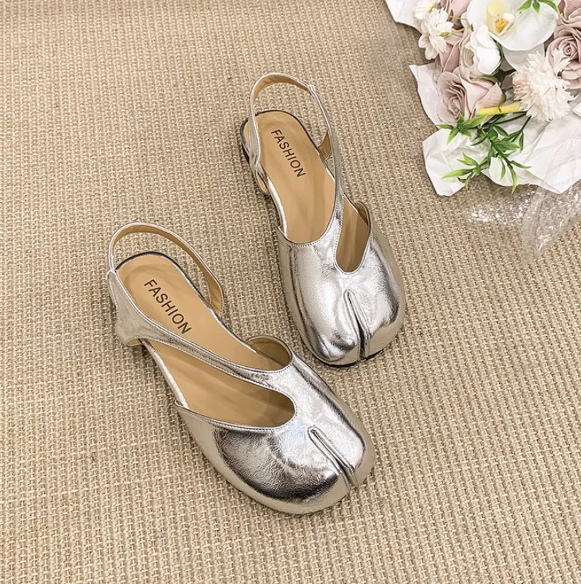 Nuevos zapatos de verano para mujer, sandalias con punta abierta, bailarinas, zapatos casuales de verano con tira trasera, Tabi Mary Janes, zapatos tipo zueco para caminar A0063