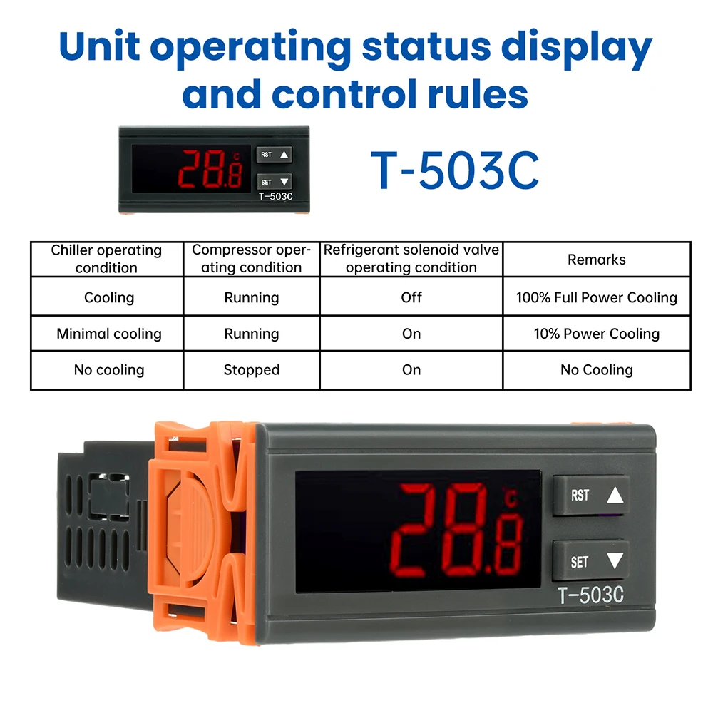 T-503C Digital Temperature Controller DC 24V Dual Sensor Laser Chiller Thermostat Multi Channel Control Intelligent Regulation