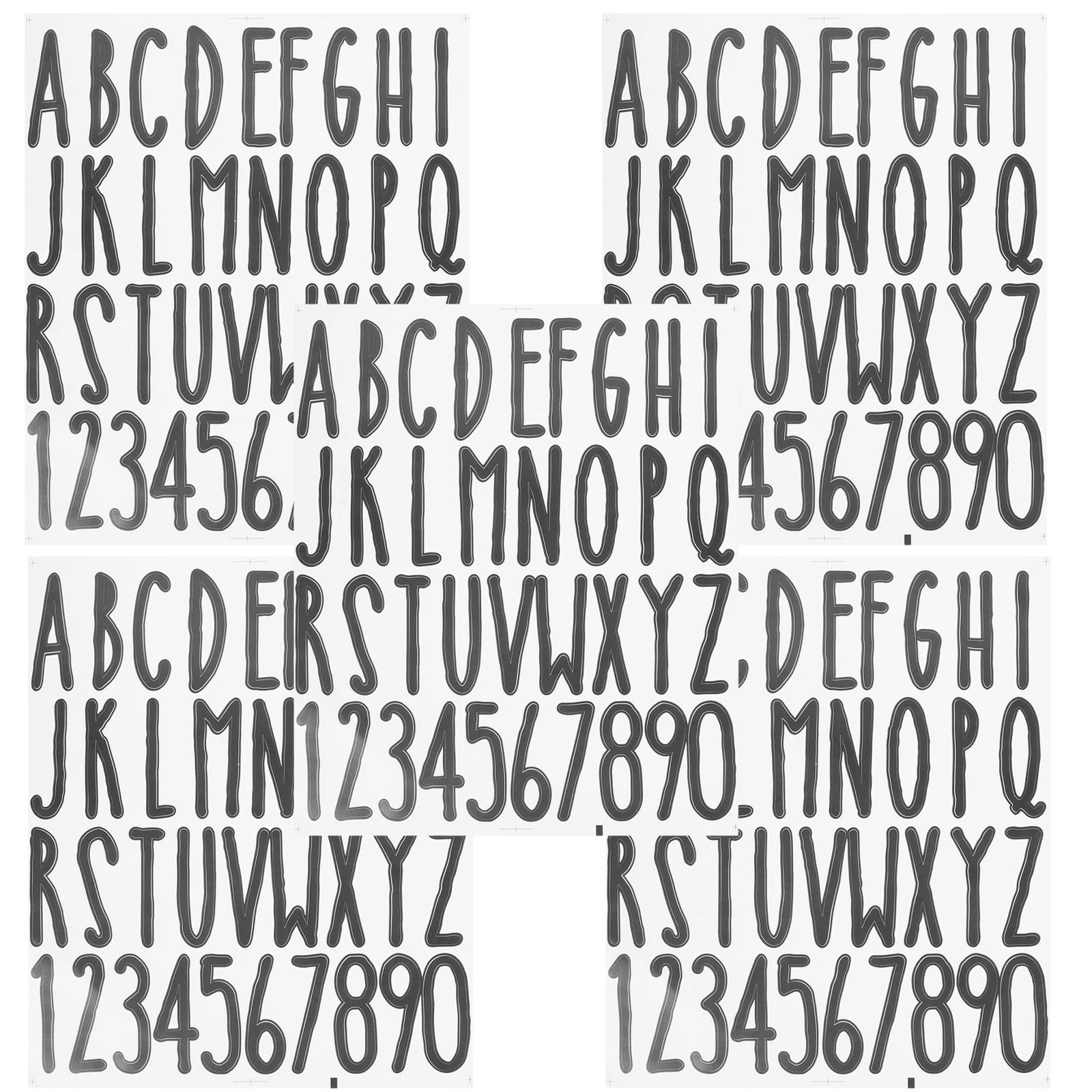 

5 Sheets Self-adhesive Label Trash Bin Stickers Mailbox Numbers Decals Applique Computer and Letters Pvc