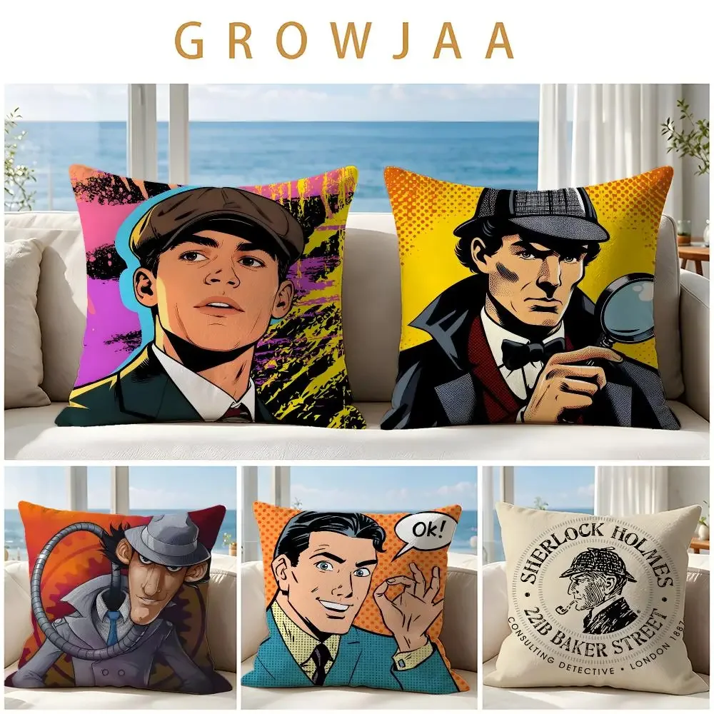 Sherlock Holmes Cushion Cover Throw Pillow Short Plush Fresh Natural Cushion for Living Room Sofa Ornament Present Gift
