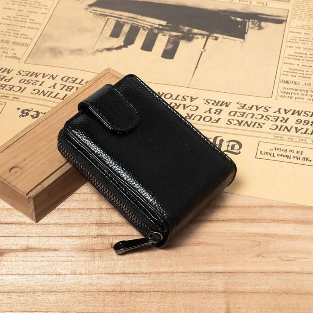 Unisex PU Leather ID Credit Anti Rfid Card Holder RFID NFC Blocking Wallet Case Zipper Coin Purse Money Bag RFID Protected