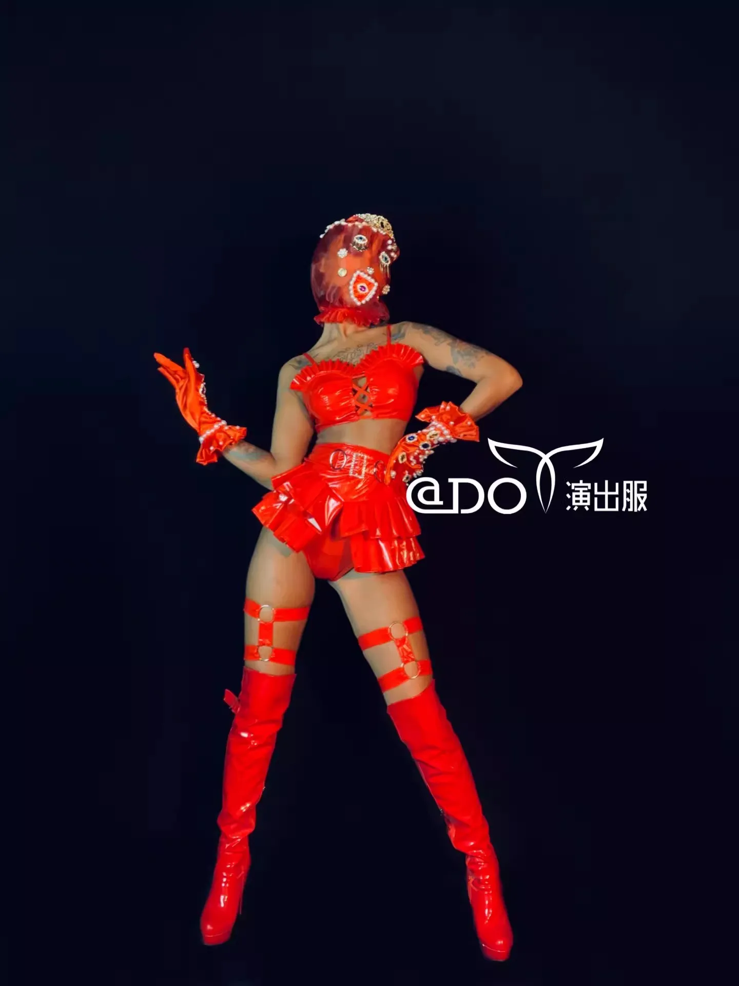 

Festival Performance Costumes Bar Nightclub GOGO New Bikini Dress Headwear Set Singer Dance Party Club Stage Rave Show Costume