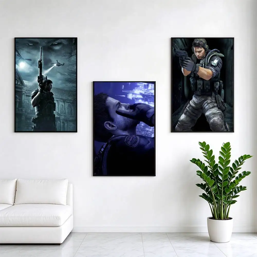 Chris Redfield Resident Evil  Poster High Quality Dorm Living Room Aesthetic Wall Decoration Painting Stickers Gift