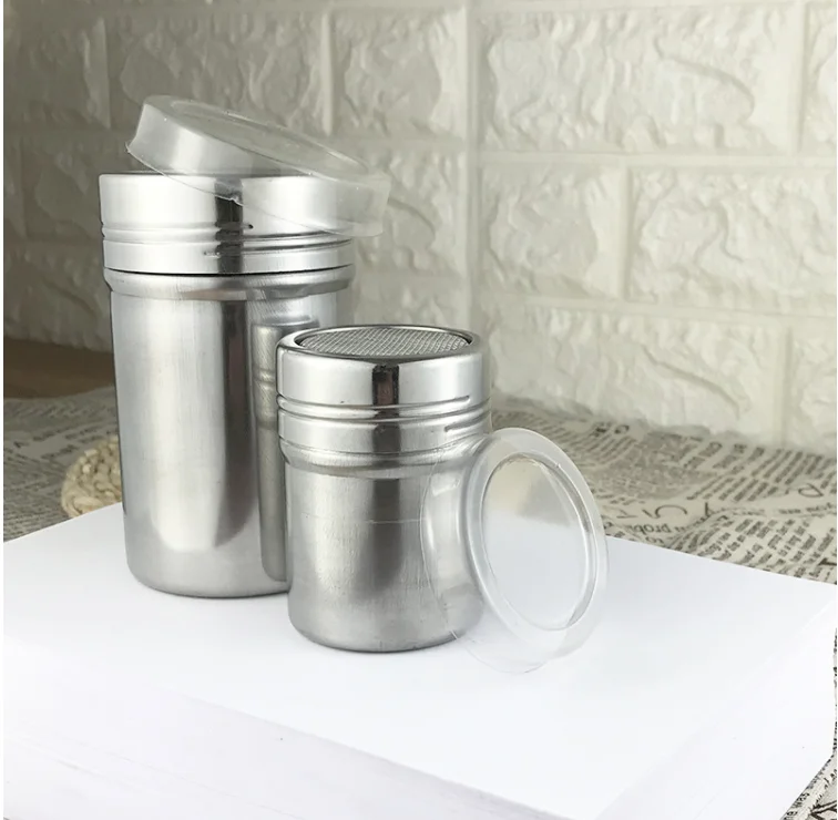 5cm Diam Stainless Steel Powder Sprinkle Extinguishers Tank Gauze Bucket Cocoa Powder Cinnamon Powder Dusting Cans New
