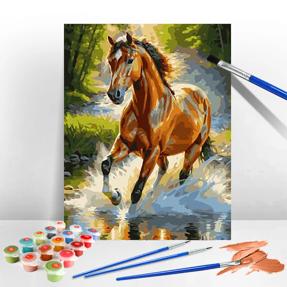 MomoArt Painting Number Kits Horse Coloring By Numbers Animal Art Figure Drawing Picture Artcraft On Canvas Handpainted Gift