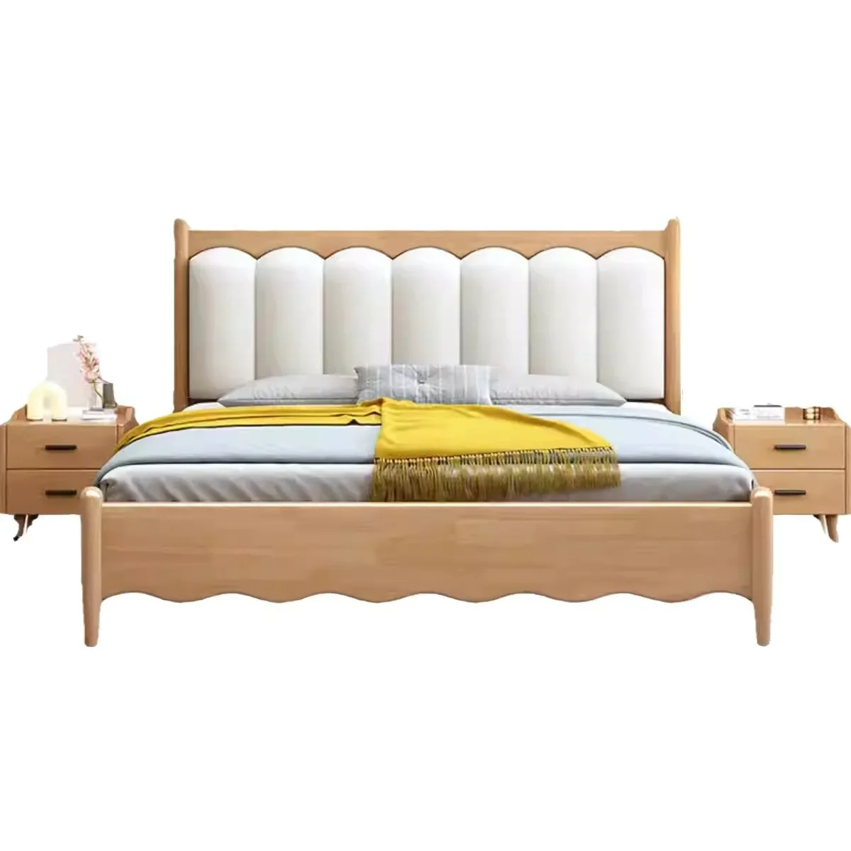 

Nordic, solid wood, soft bunk bed, modern, minimalist, double bed, Japanese style