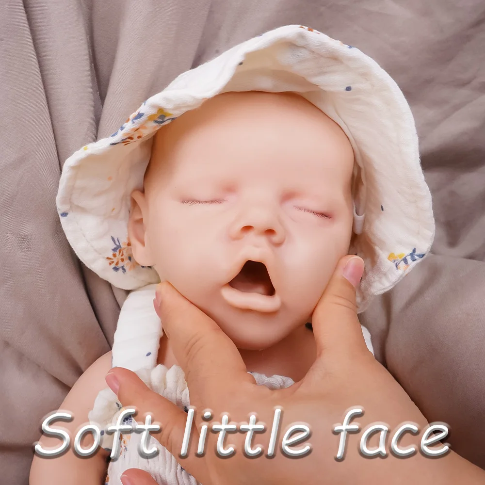 🎀   Bebê reborn de silicone ultrafino de 17,5 polegadas – 2,6 kg de peso fiel à vida |   Design de olhos e boca abertos |   Toque da pele mais macia |