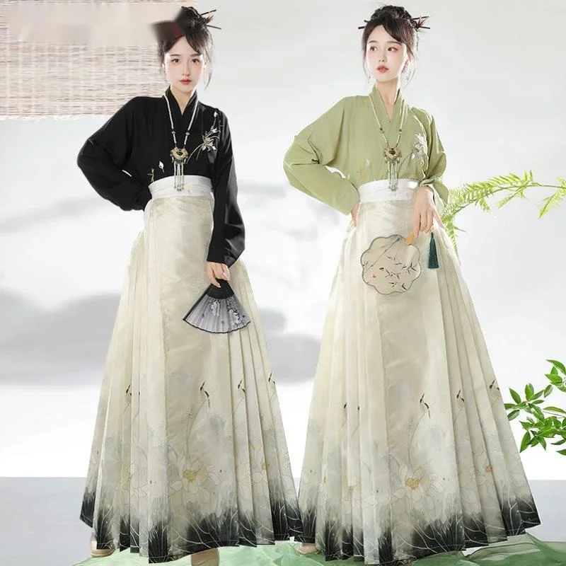 Nieuw Paard Gezicht Rok Hanfu Originele Chinese Ming Dynastie Vrouwen Traditionele Jurk Mamianqun Rok Retro Dagelijkse Kleding