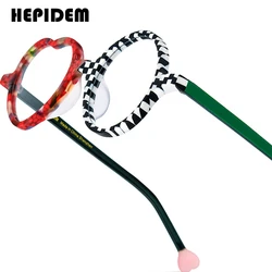 HEPIDEM Multi Acetate Glasses Frame Women Brand Designer Round Heart Eyeglass Men Japanese Handmade Spectacles Thin Eyewear 9377