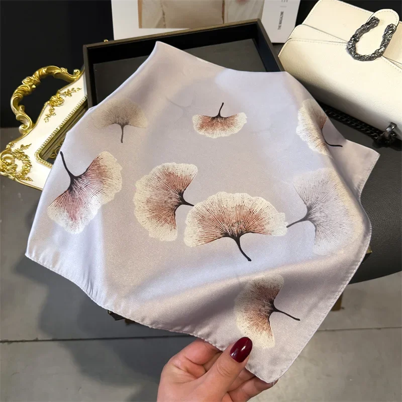 

Print 70cm Floral Satin Headkerchief Women Luxury Design Neck Tie Scarf Female Hair Hand Wrist Foulard Shawl Hijab Bandana New