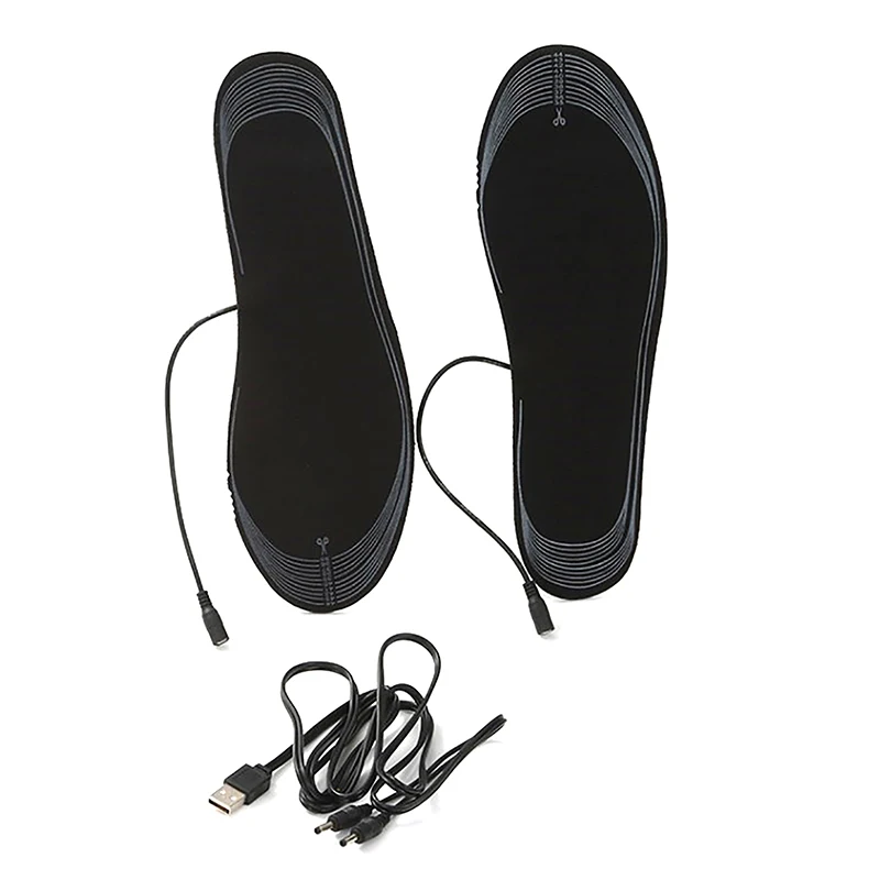 1 Pair USB Heated Insoles Winter Electric Foot Warmer Tailorable Shoe Pad Outdoor Footwear Inserts Black Heating Sock Lining