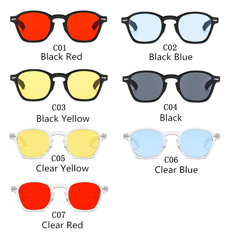 Fashion Square Sunglasses Women Luxury Yellow Red Sun Glasses Vintage Decor Rivets Round Driver Men Shades Eyewear UV400 Ladies