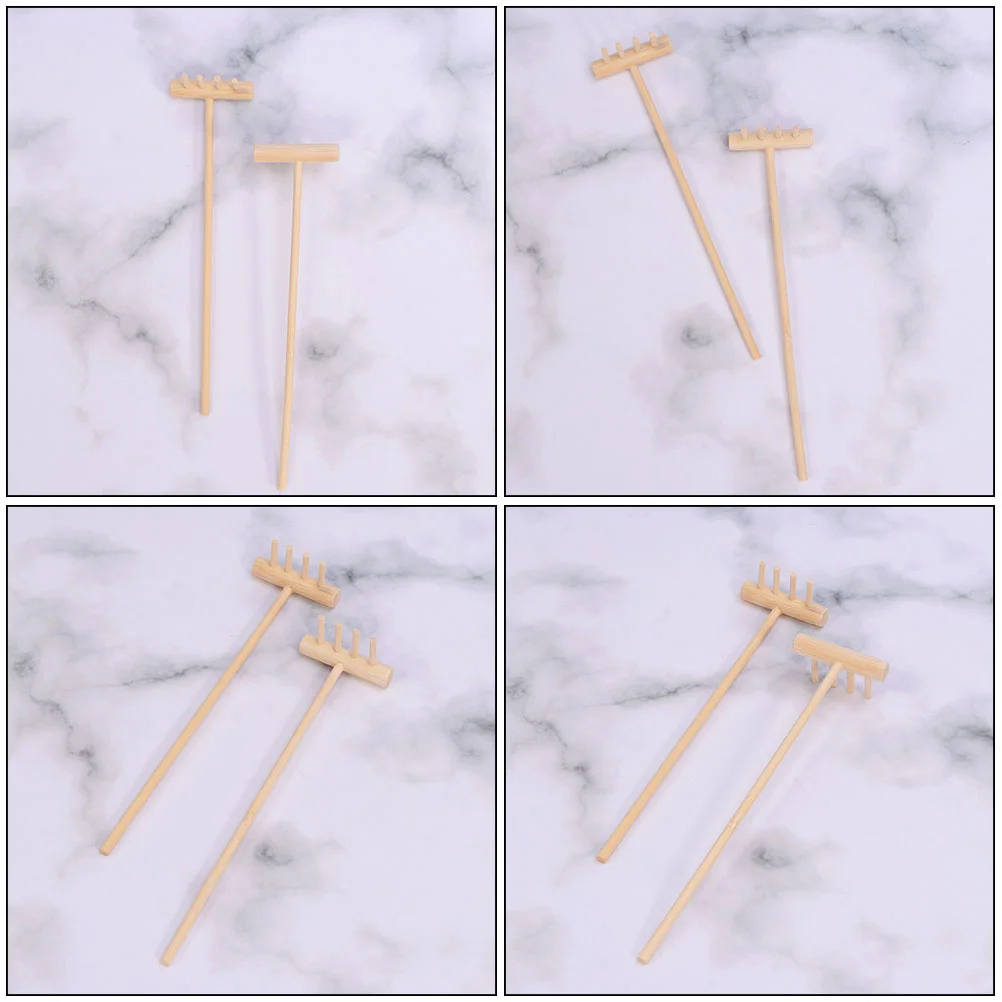 Cofre Zen Garden con arena roja, Mini rastrillo, herramientas para bonsái, microdecoración, accesorios de escritorio para el hogar