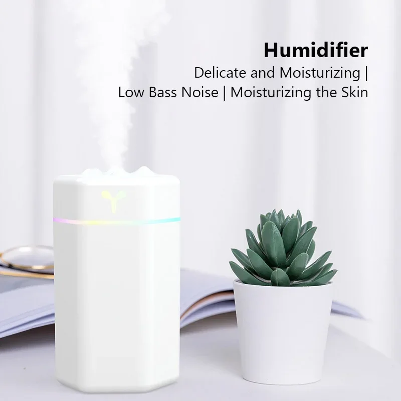 

600ML USB Air Humidifier Double Spray Port Essential Oil Aromatherapy Humificador Cool Mist Maker Fogger Purify for Home Office