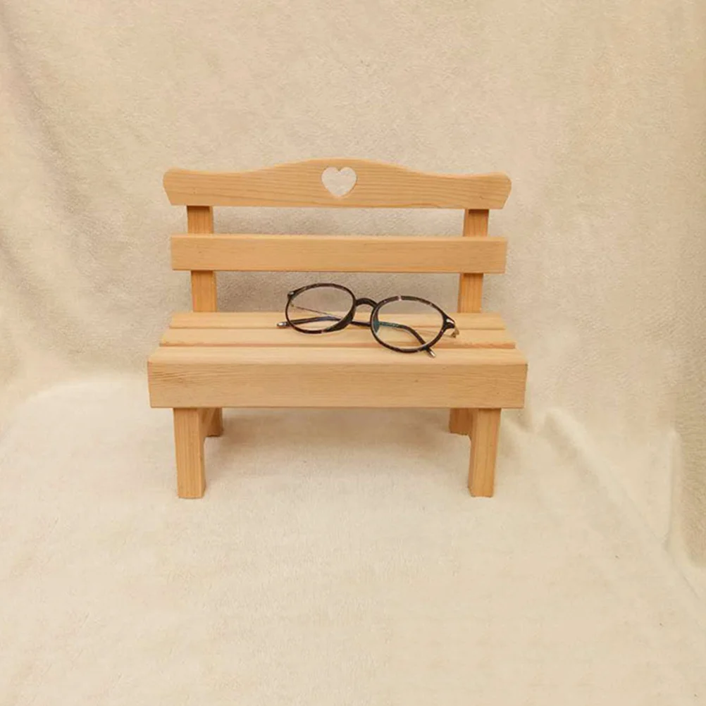 Mini Small Chair House Furniture Adorable Bench Figurine Wooden Craft Decor Miniature Porch