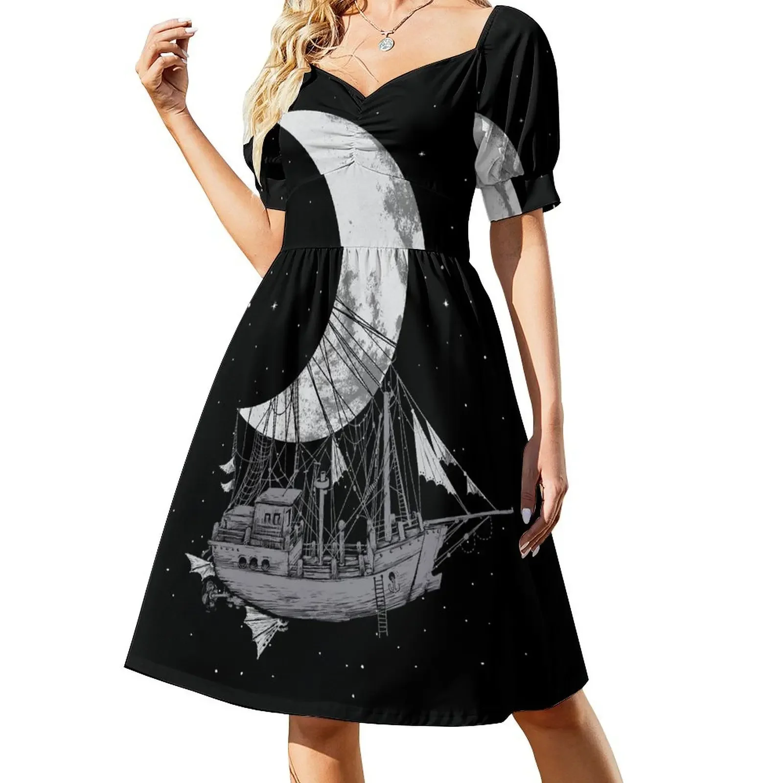 Moon Ship Sleeveless Dress Evening dresses Women's summer suit Dress