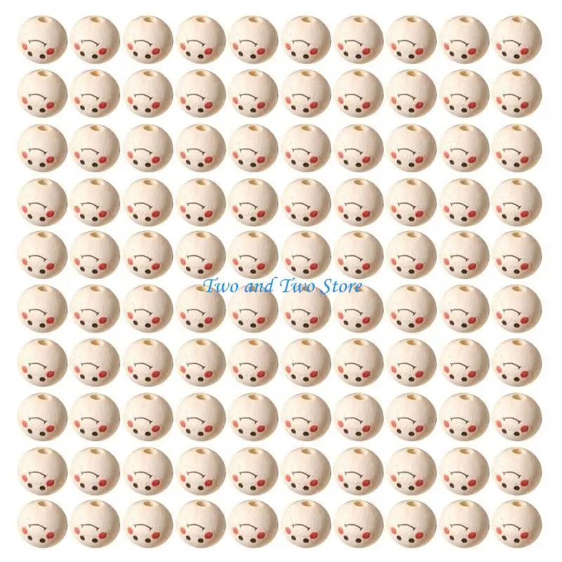 

HX6F 100pcs Natural Beads Smiling Face Bead DIY Jewelry Making Supplies
