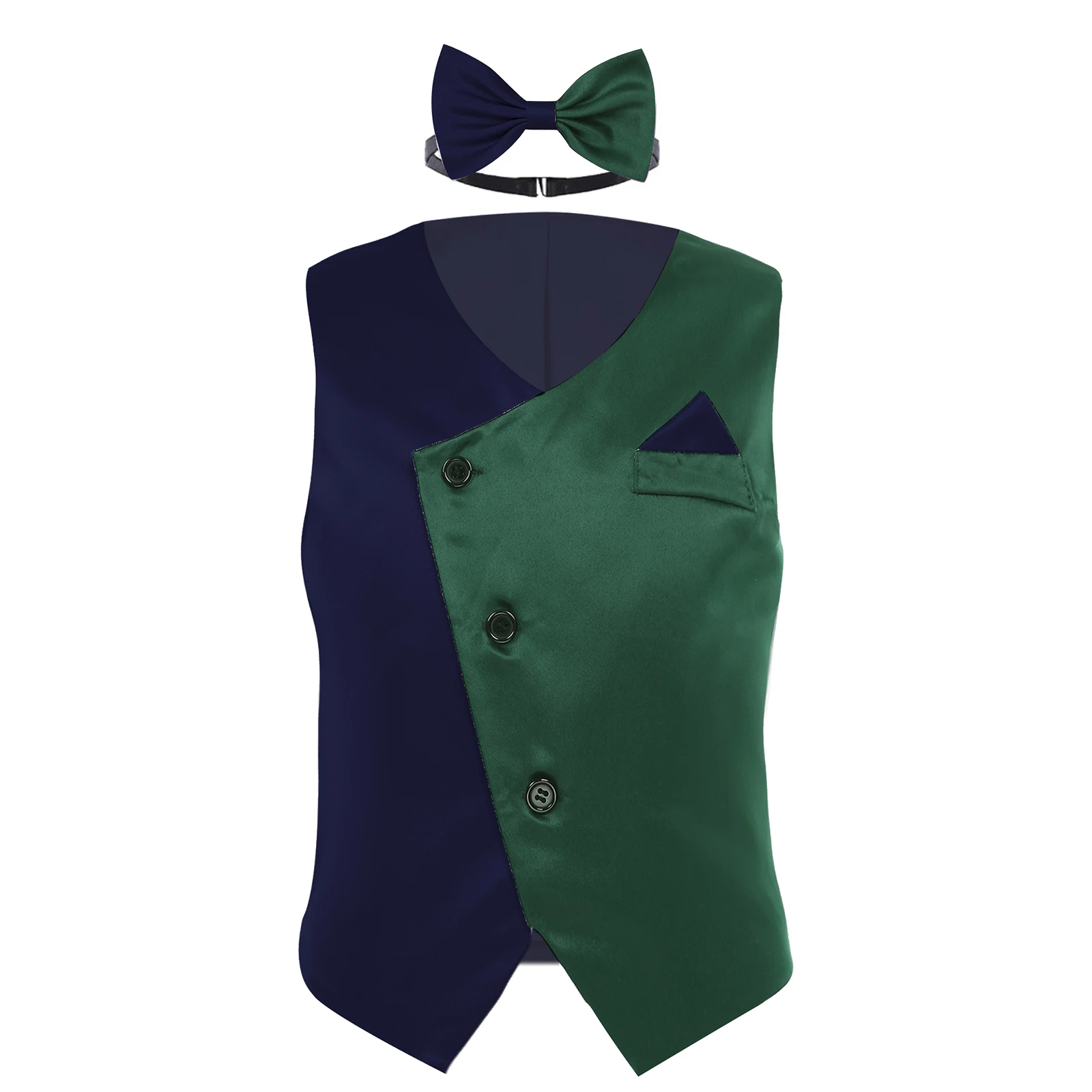 Toddler Infant Baby Boys Attire Satin Vest Waistcoat School Uniforms Bow Tie Vests for Host Wedding Birthday Party Costumes