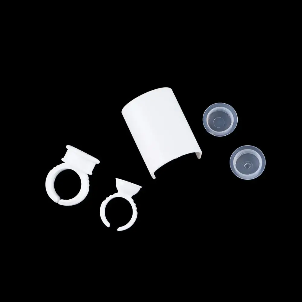 Kit d'outils de maquillage à main en plastique 5 en 1, supports de colle à cils blancs, palette de cils, outil d'extension de cils, anneaux de tasse d'encre