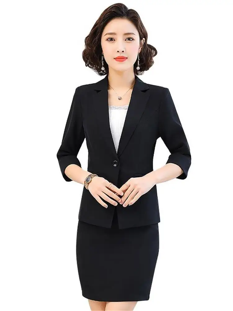 بدلة Bla ort Sve Jaet للسيدات لربيع وصيف العمل الجديد orm Ele Seven-Five Sve قميص رسمي Cleanfit Sle #5