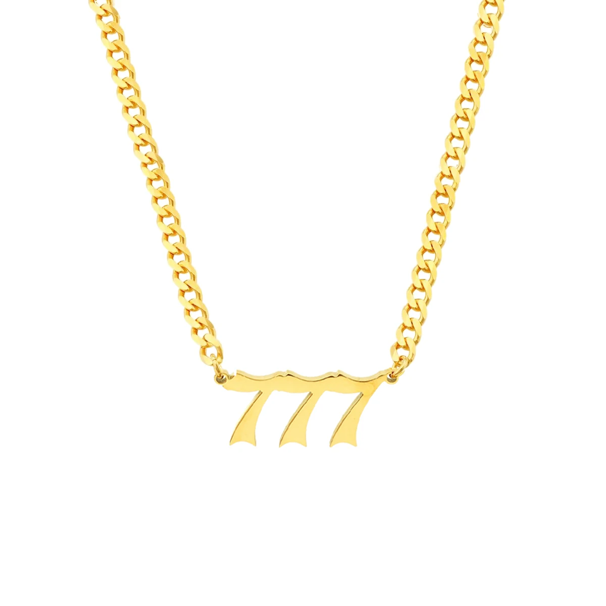 Stainless Steel Cuba Chain Gold Angel Number Necklace For Women Devil Number 444 777 111 222 333 888 1234 Necklaces Jelwery