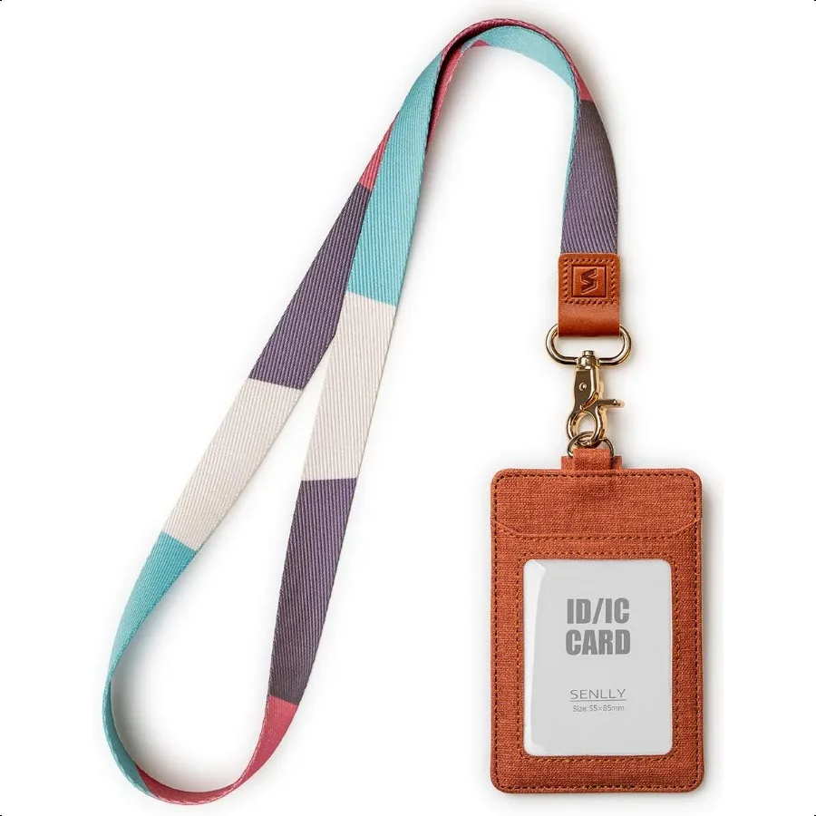 

ID Badge Holder Gift with Cute Neck Lanyard Strap 2 Card Slots and 1 Clear ID Window for Women and Men