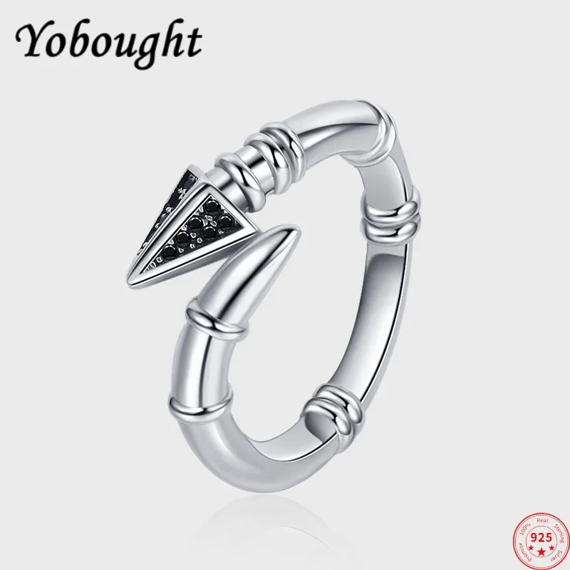 

S925 sterling silver rings for Women New Fashion creative retro Arrow Micro inlay zircon punk jewelry lover girlfriend's gift