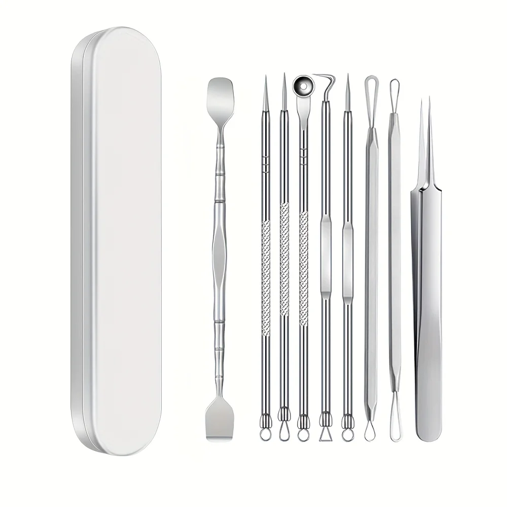 9-Piece Blackhead Kit, Stainless Steel Pimple Comedone Extractor Tools Set With Case, Ideal Gift For Skincare Enthusiasts