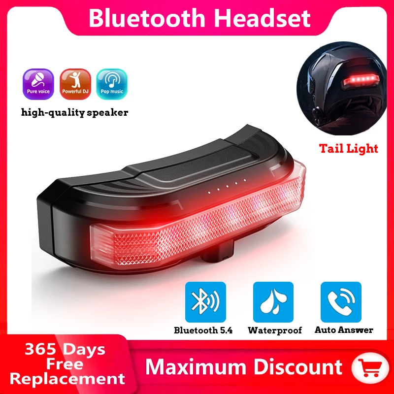 

JYD-BT80 Magnetic Motorcycle Helmet Headset Bluetooth 5.4 Rear Warning Tailllights Waterproof Auto Answer Battery 2000mAh MP3