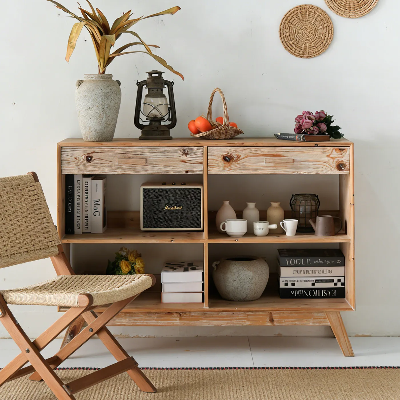 American retro solid wood dining side, tea room storage,porch cabinet, kitchen dishes,wabi-sabi locker