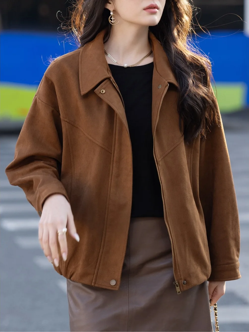 

Casual Loose Women's ort Jaet 2026 Spring Commute Faion Design Sense Versatile Loose Casual Coat Top