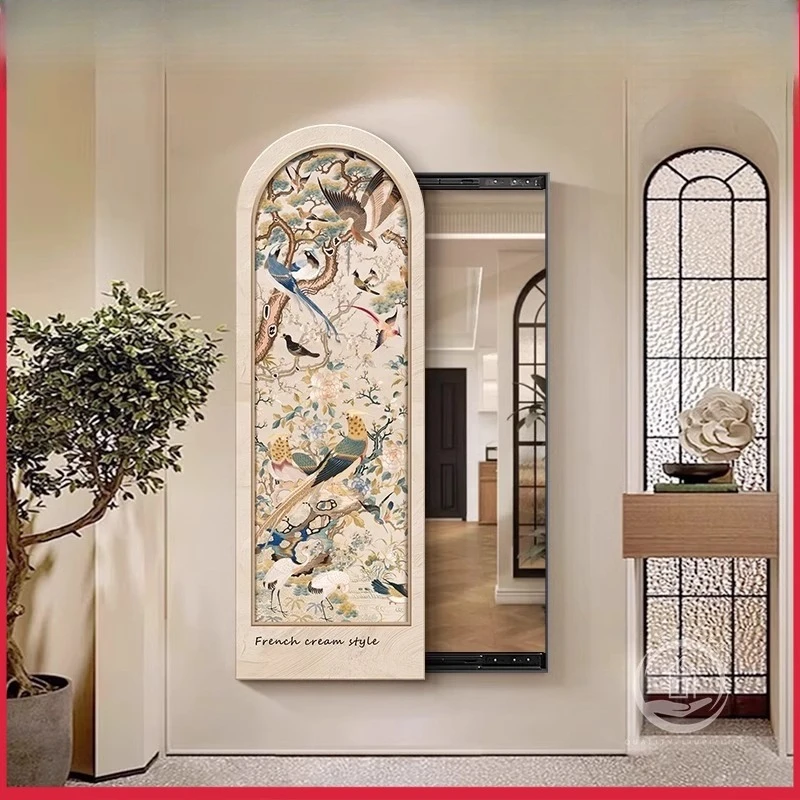 

Light luxury push-pull mirror hanging painting decorative painting hidden full body mirror wall hanging full-length mirror