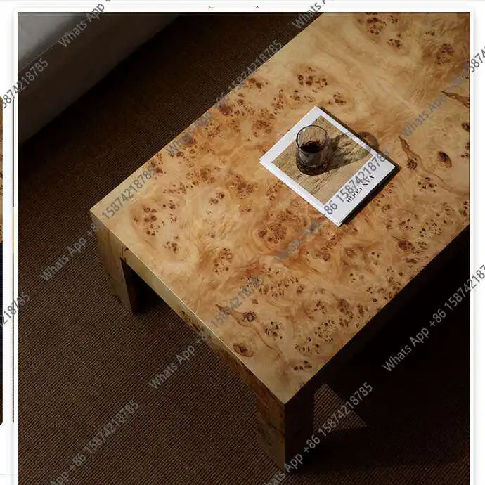 Stolik kawowy z korą drzewną, francuski antyk, prostokątny, z litego drewna, do salonu, designerski, ekskluzywny.