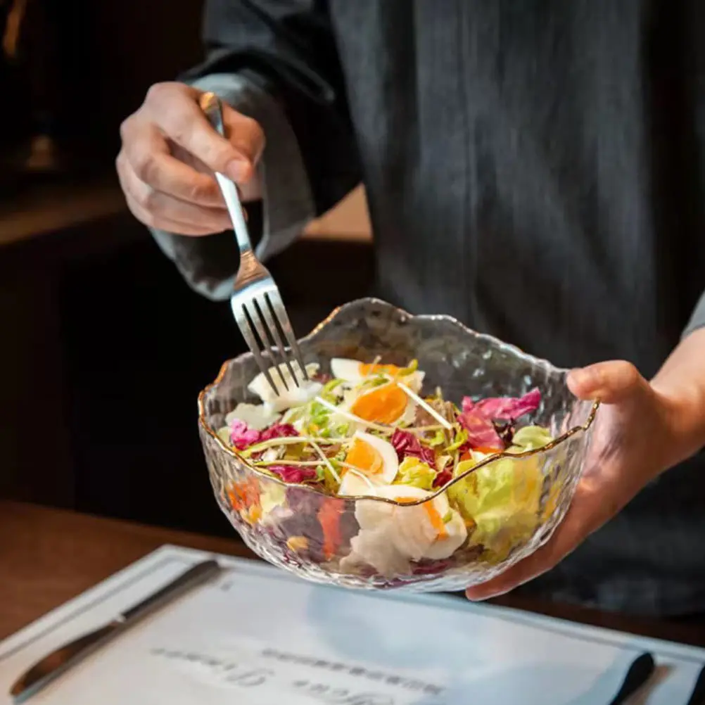 

1Pcs High-Quality Glass Fruit Bowl Exquisite Design Salad Dessert Snack Storage Container Practical for Daily Use