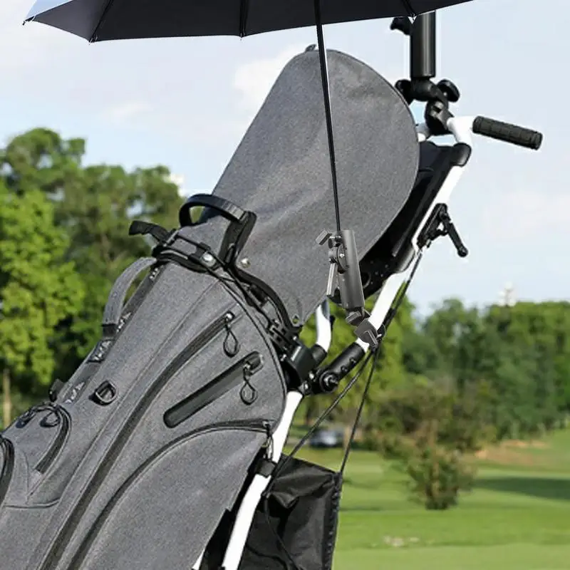 Umbrella Stand Clamp Golf Push Cart Umbrella Holders With Double Lock Heavy Duty Golf Umbrella Stand Fits Golf Cart Handles