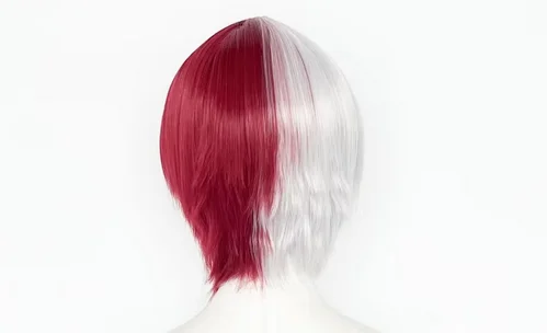 High Quality Boku no Shoto Todoroki Shouto Cosplay Wig Silver White Red Wigs + Wig Cap