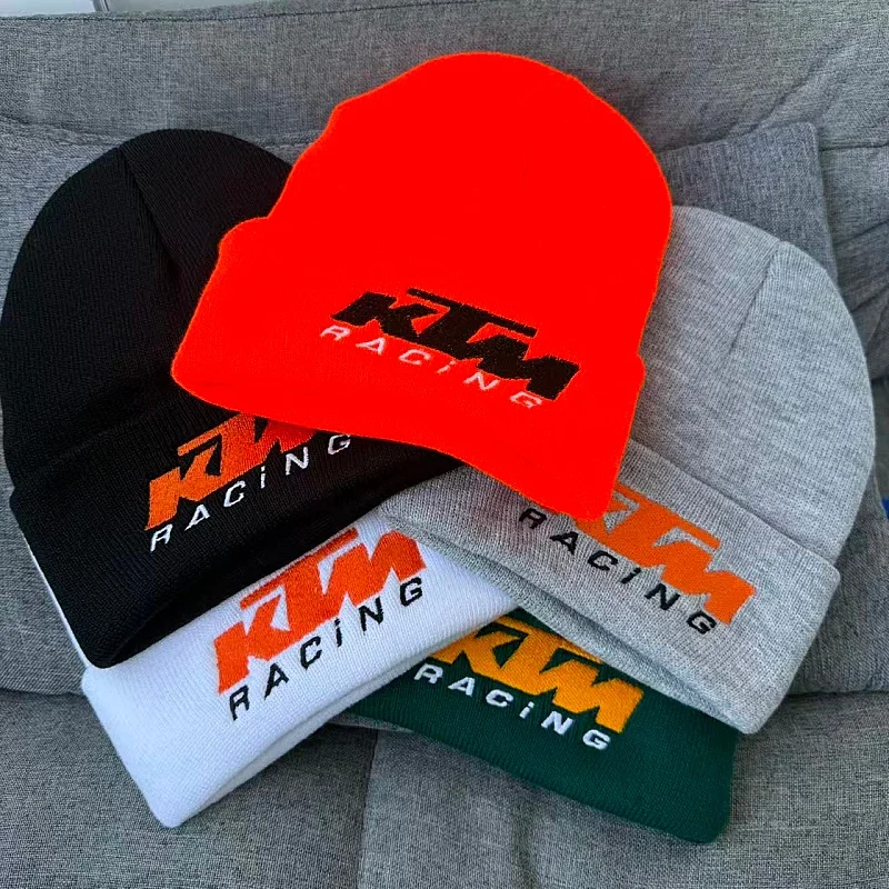 Nouveau chapeau tricoté brodé KTM, bonnet, chapeau d'hiver, unisexe, chapeau coupe-vent et chaud pour voyage en plein air