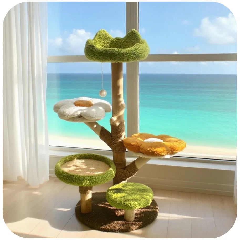 The handmade cat climbing frame is universal in all seasons does not occupy space and the cat tree is integrated