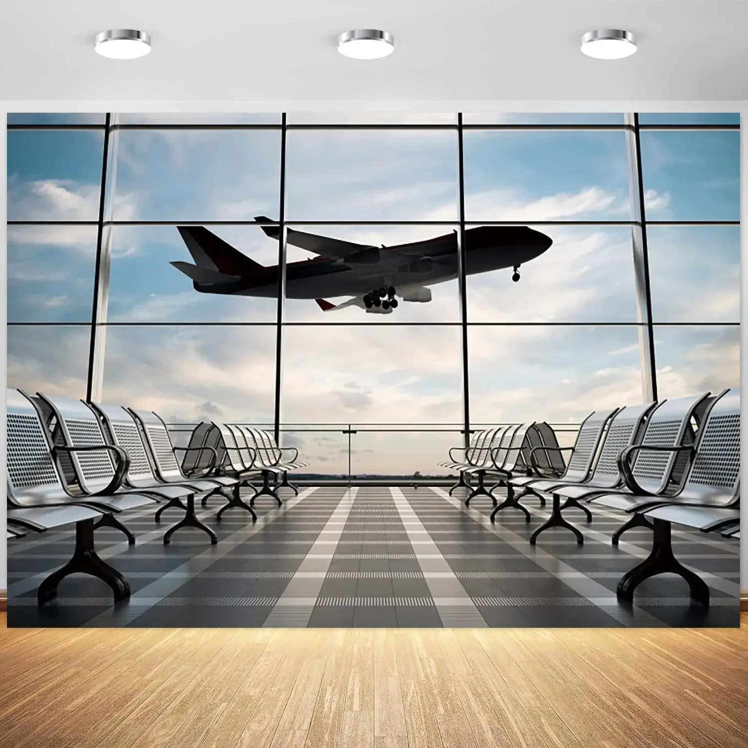Airport Terminal Backdrop Airplane Departure Airport Lounge Pilot Birthday Party photo background photography backdrop