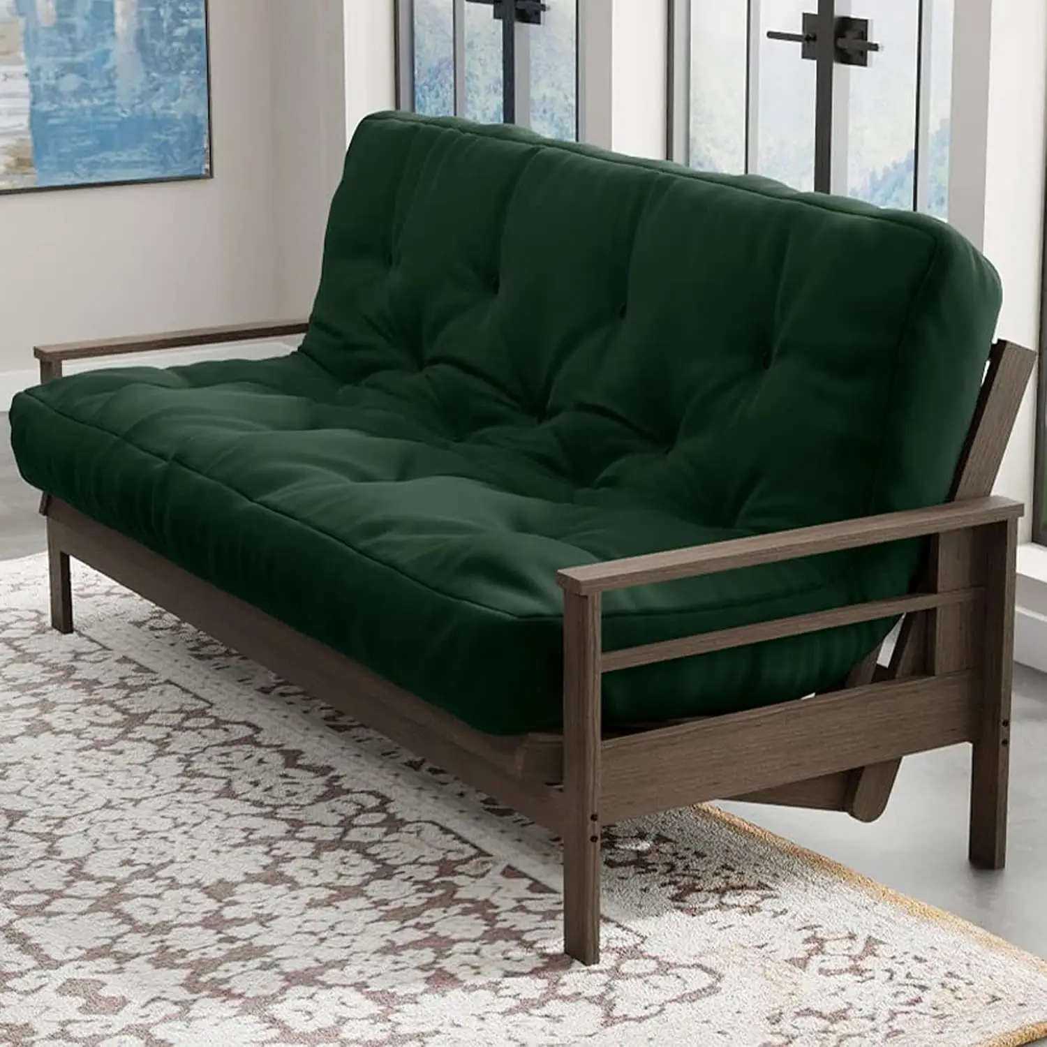 Hand-Tufted Futon Mattress Sofa Bed Soft Lightweight Cover No Frame 6in Depth, Customized